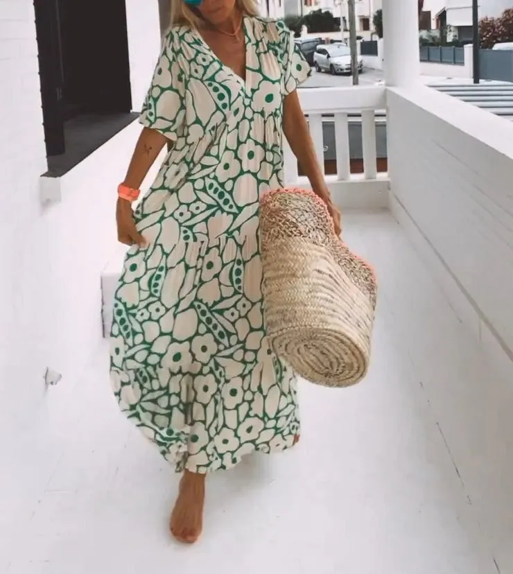 Hot Sale 50% OFF- 2025 New Short-sleeved Printed Dress