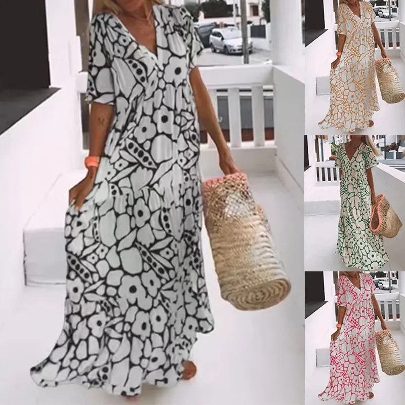 Hot Sale 50% OFF- 2025 New Short-sleeved Printed Dress