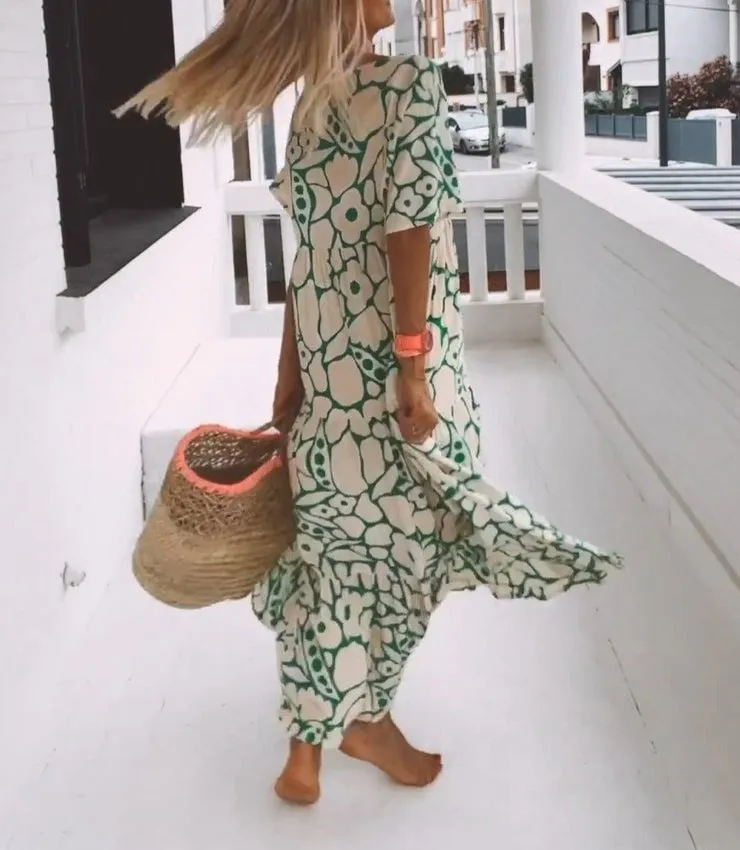 Hot Sale 50% OFF- 2025 New Short-sleeved Printed Dress