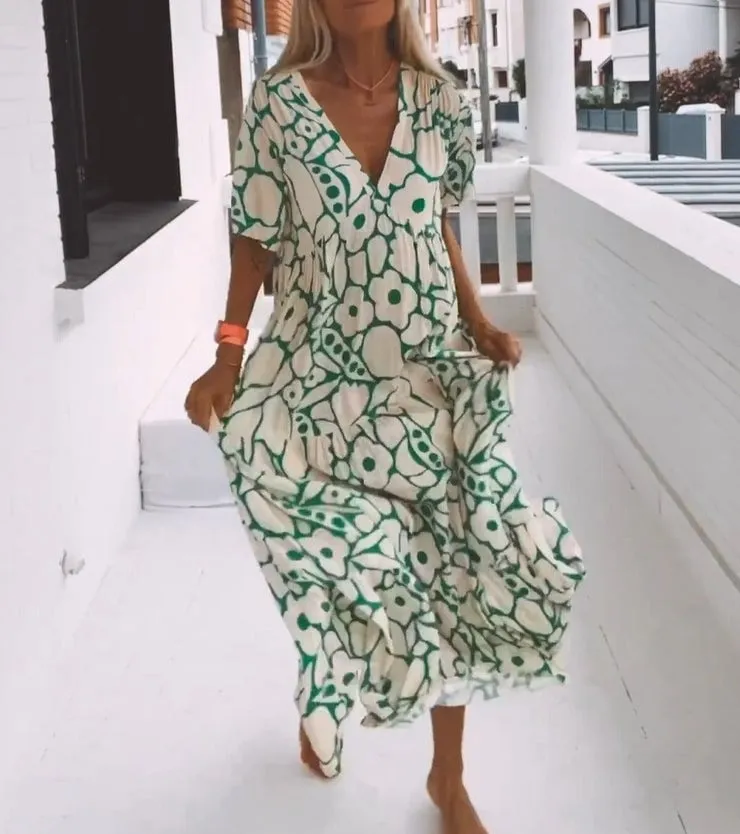 Hot Sale 50% OFF- 2025 New Short-sleeved Printed Dress
