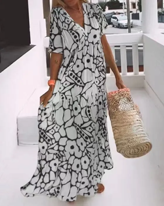 Hot Sale 50% OFF- 2025 New Short-sleeved Printed Dress