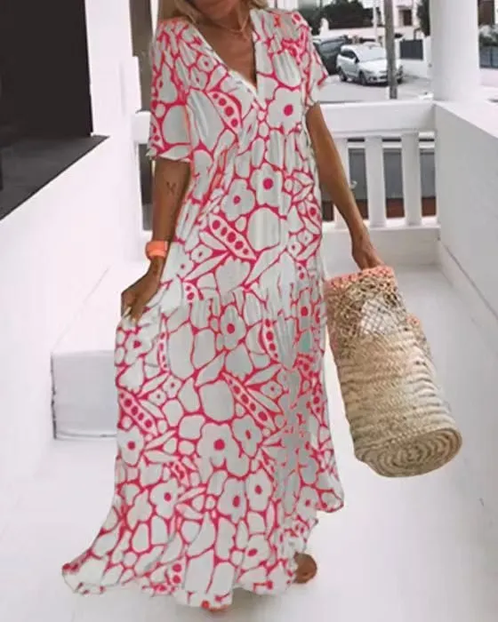 Hot Sale 50% OFF- 2025 New Short-sleeved Printed Dress