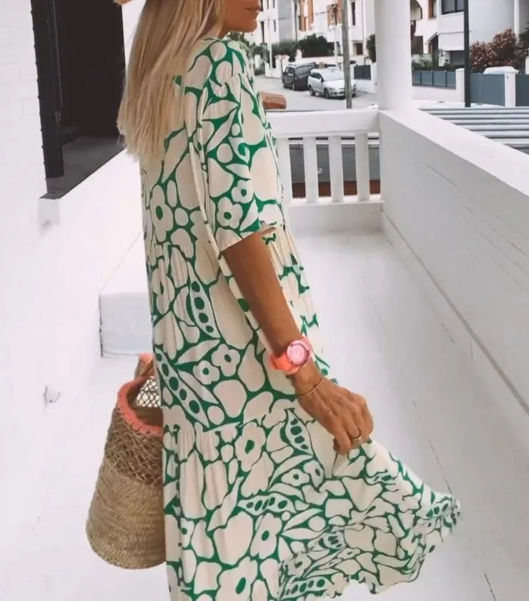 Hot Sale 50% OFF- 2025 New Short-sleeved Printed Dress