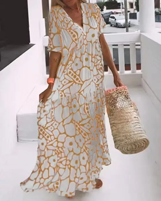 Hot Sale 50% OFF- 2025 New Short-sleeved Printed Dress