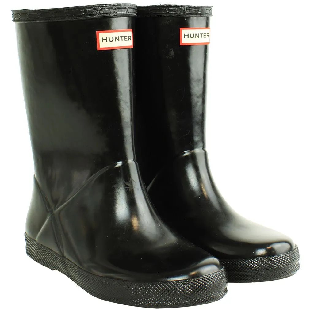 Hunter Gloss Kids Black Wellington Boots