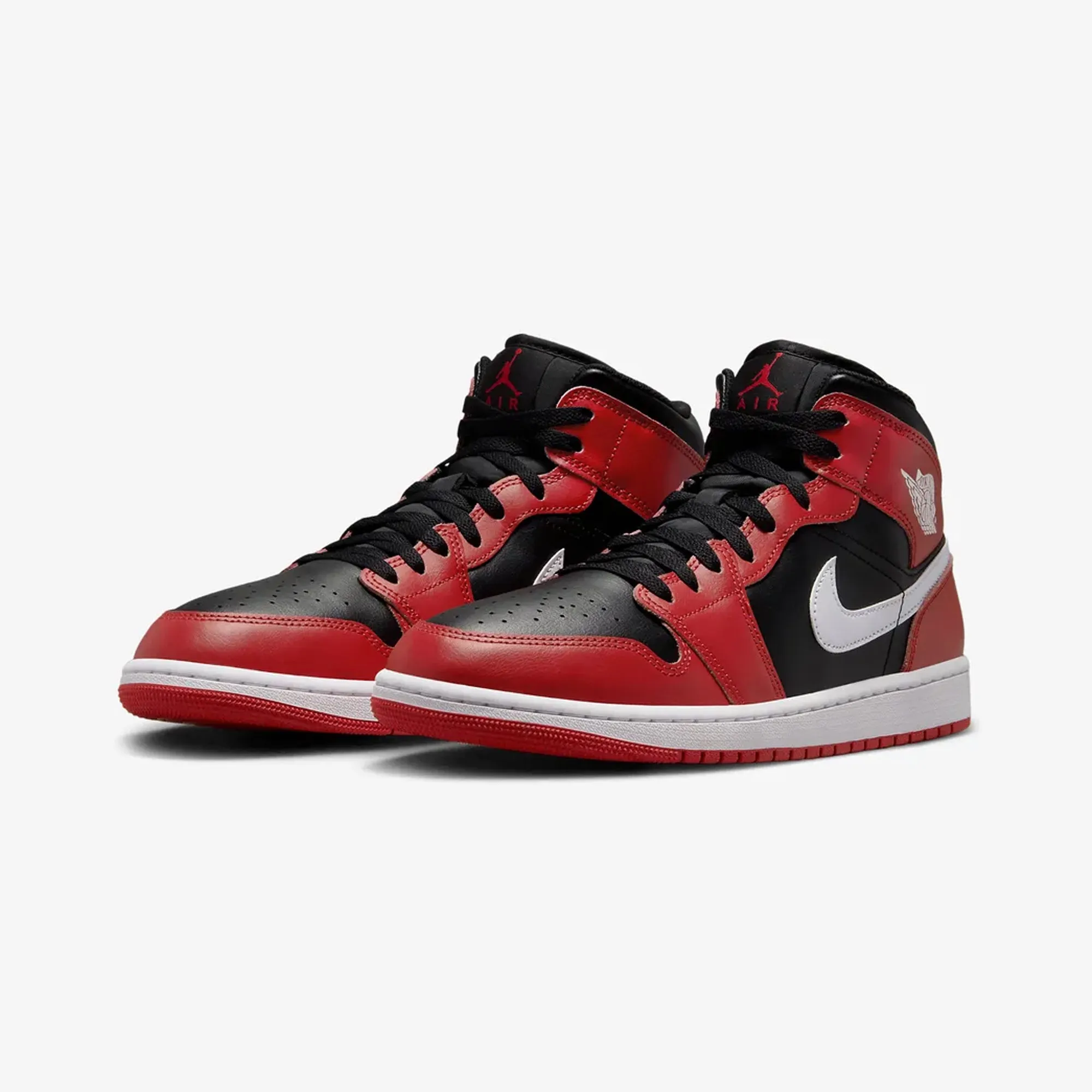 JORDAN | AIR JORDAN 1 MID { BLACK/WHITE-GYM RED