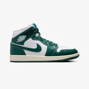 JORDAN | WMN'S AIR JORDAN 1 MID { WHITE/OXIDIZED GREEN-SAIL