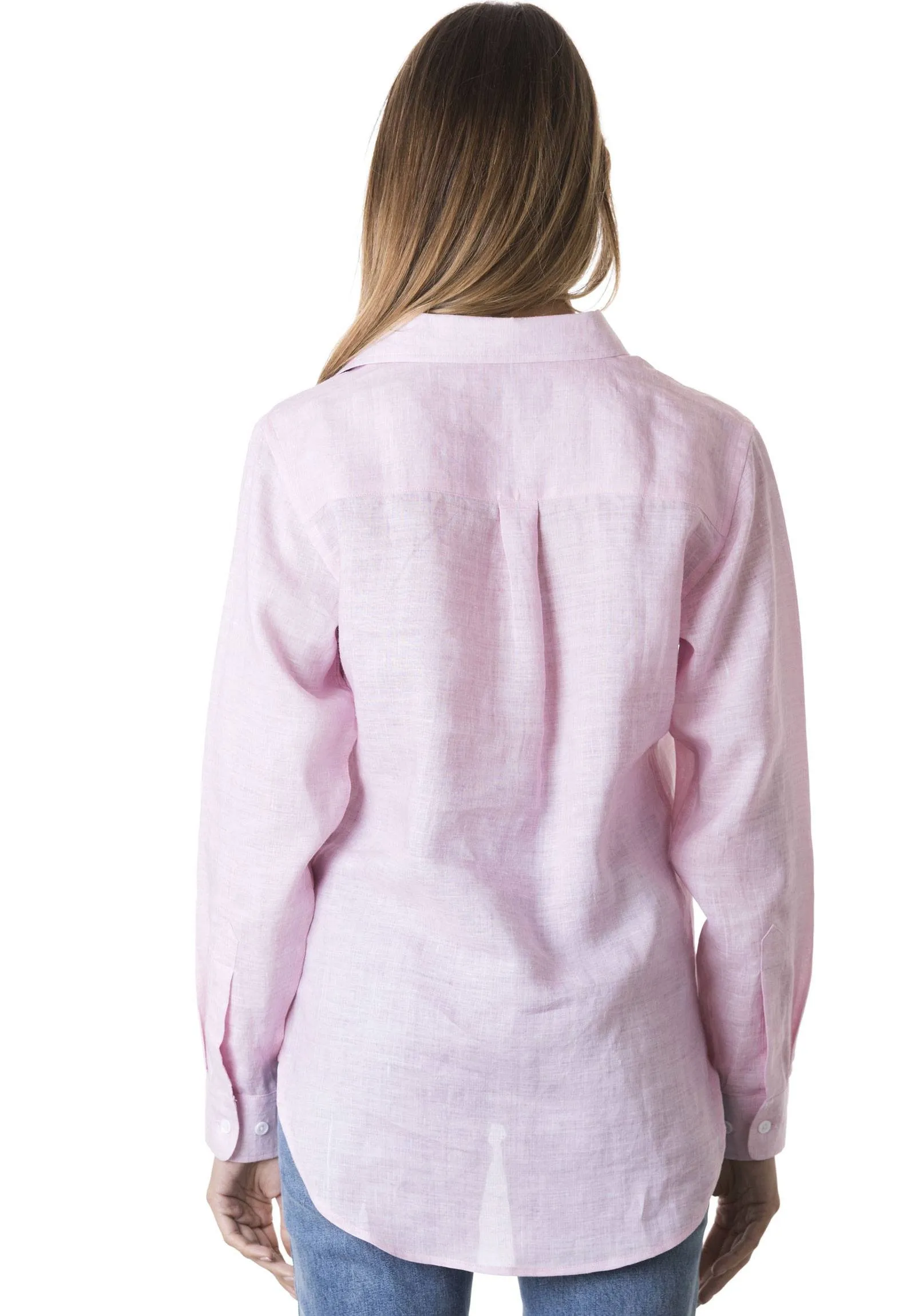 Lina Pink Melange Slim-Fit Linen Shirt