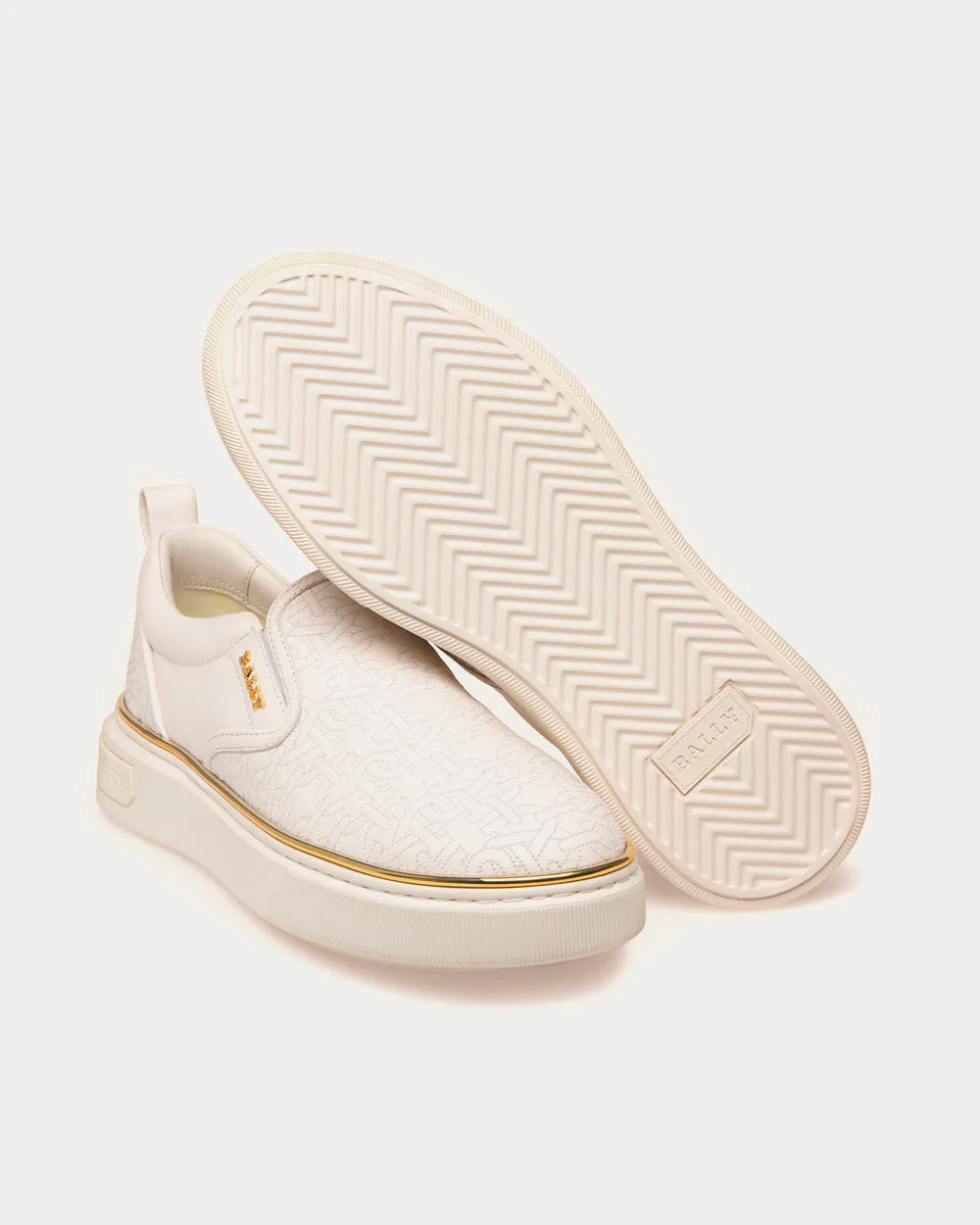 Mardy Leather White Slip On Sneakers