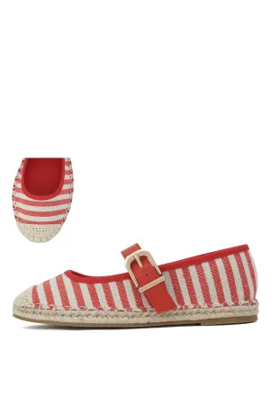 Mary Espadrille Flats - Red Stripe