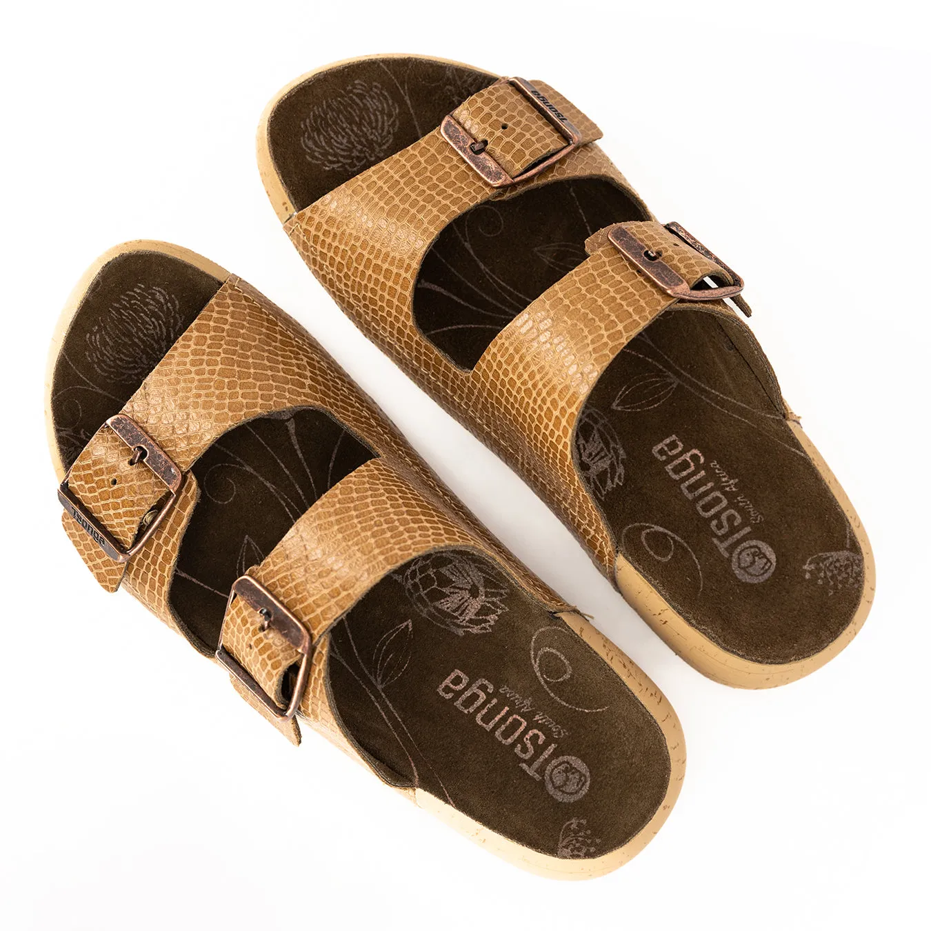 Masego : Ladies Leather Sandal in Walnut Coco Lux