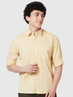 Men Yellow Comfort Fit Twill Cotton Full Sleeve Shirts