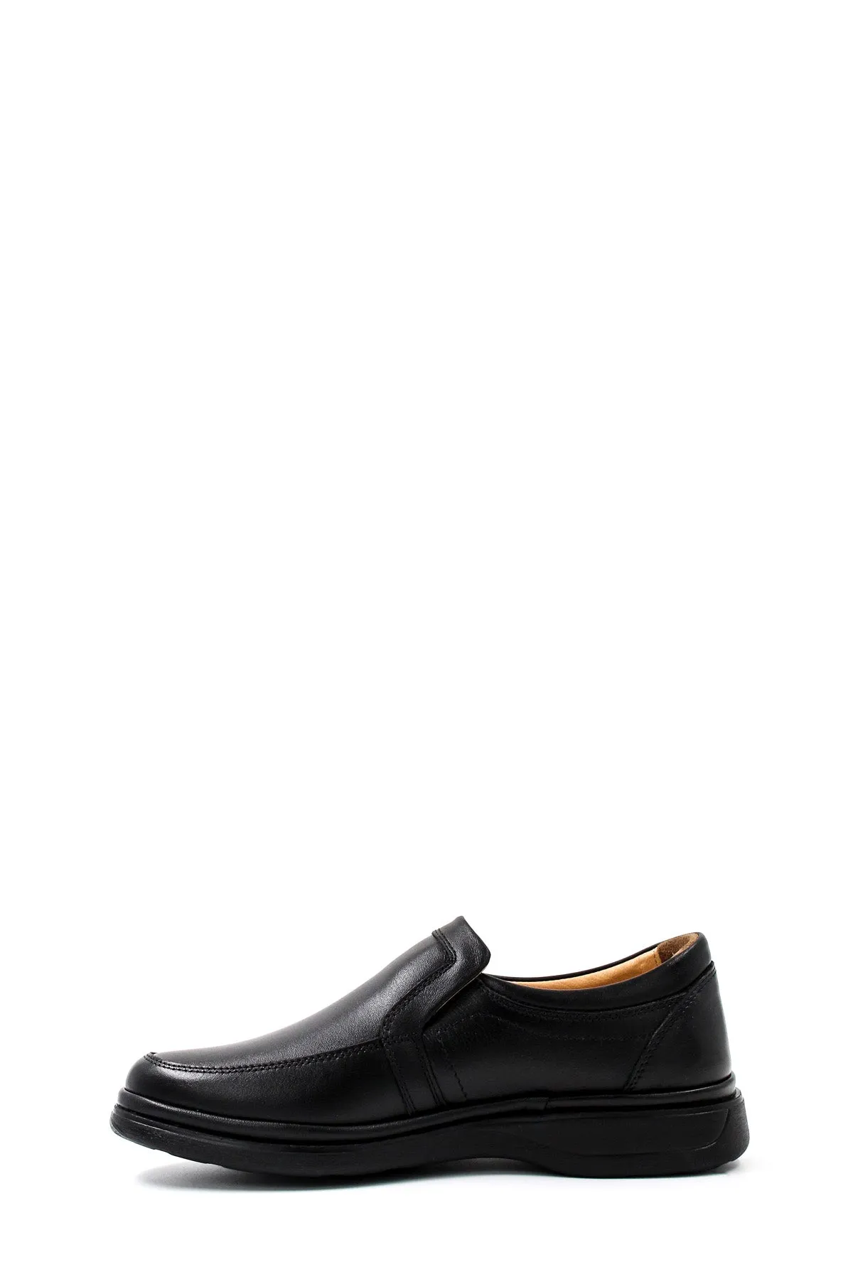 Men's Black Leather Comfort Slip-On Shoes-Wessi