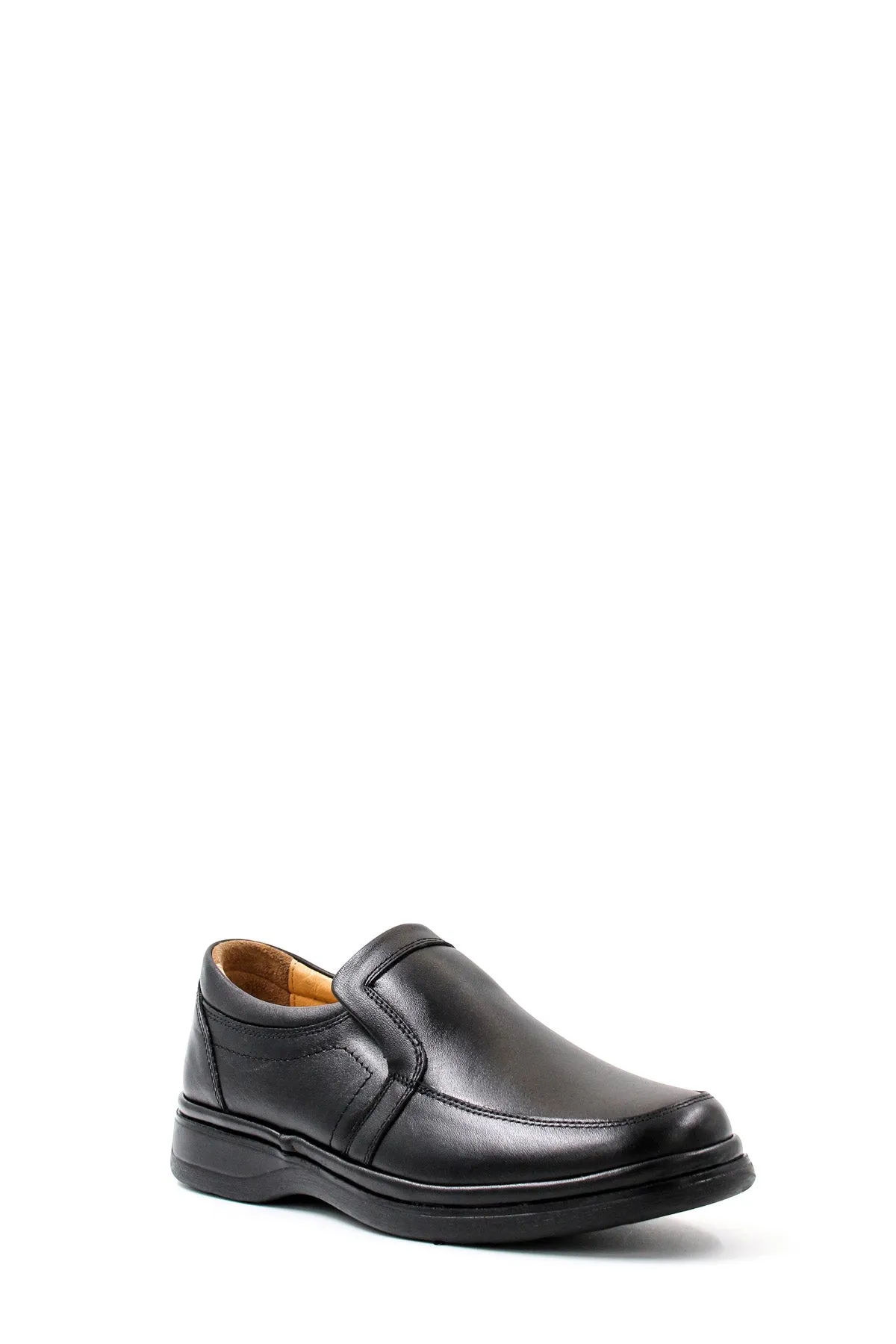 Men's Black Leather Comfort Slip-On Shoes-Wessi