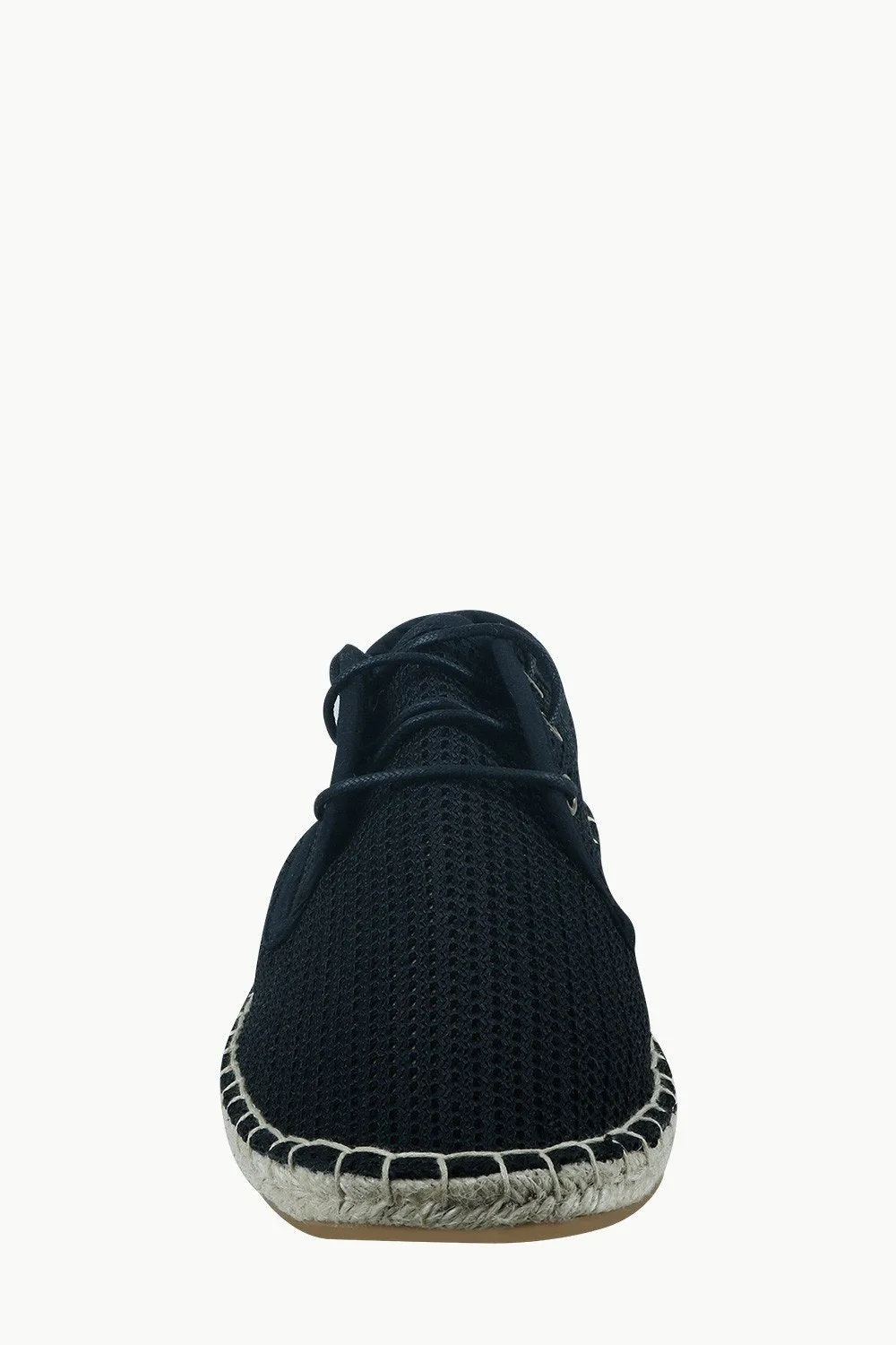 Mens Black Mesh Lace-Up Basque Espadrilles