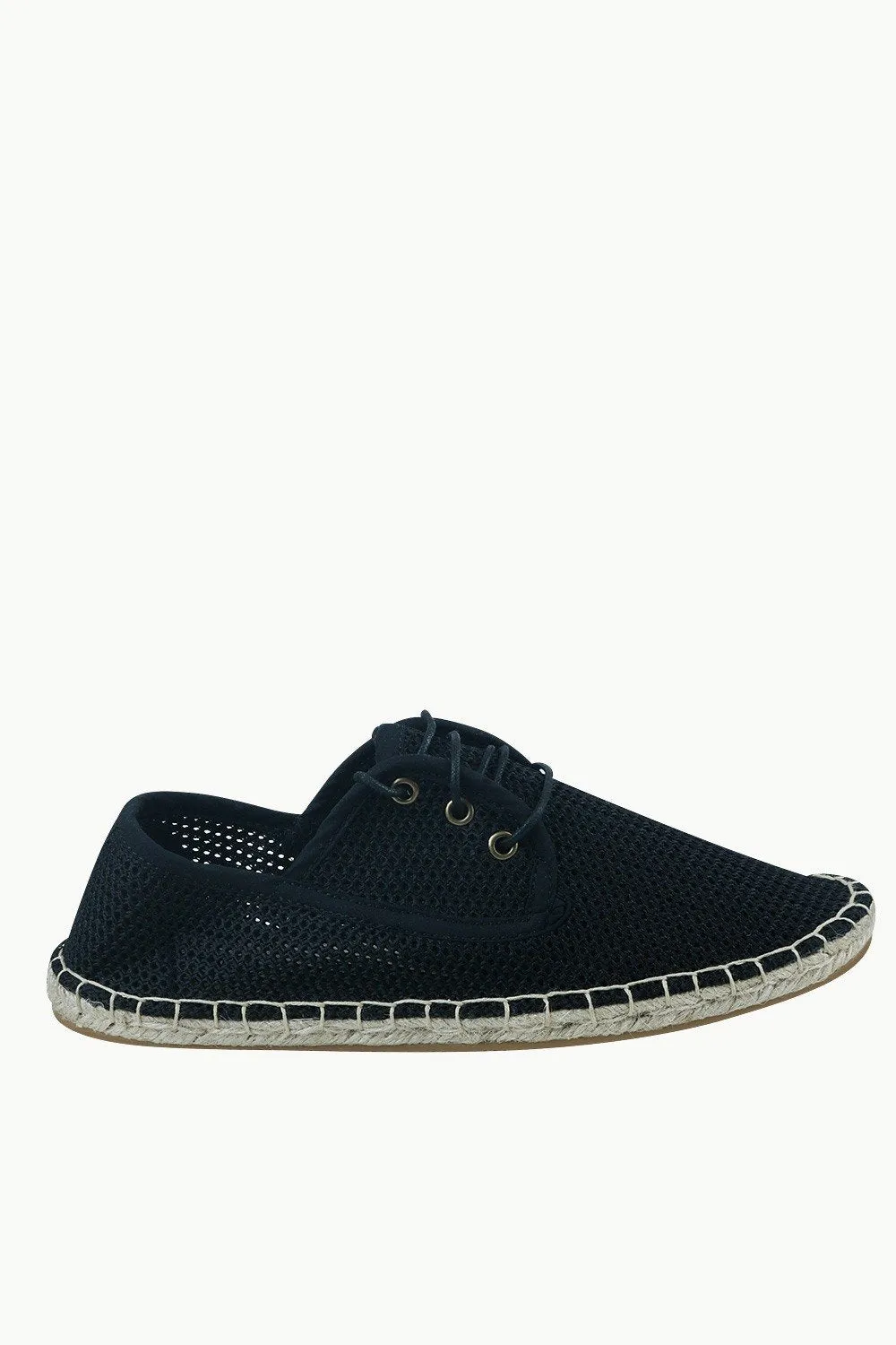 Mens Black Mesh Lace-Up Basque Espadrilles