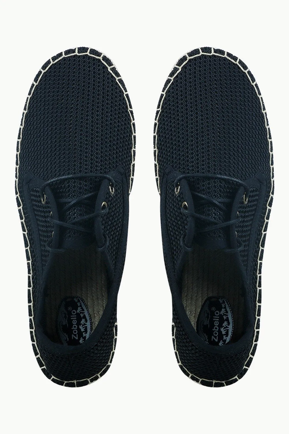 Mens Black Mesh Lace-Up Basque Espadrilles