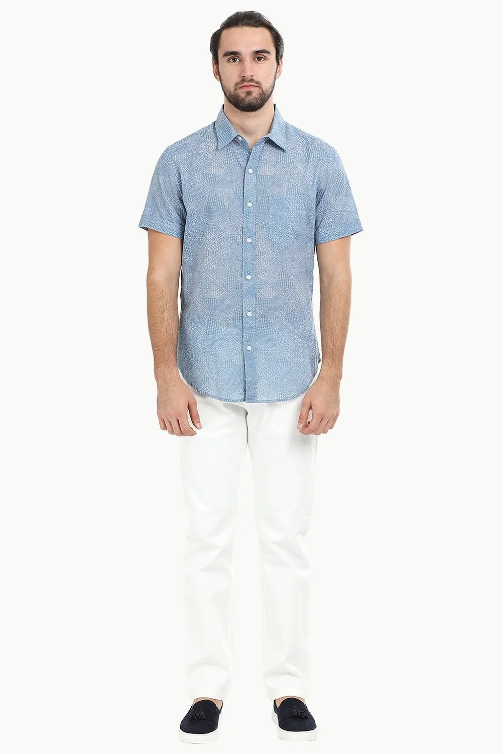 Men's Blue Bandana Print Shirt