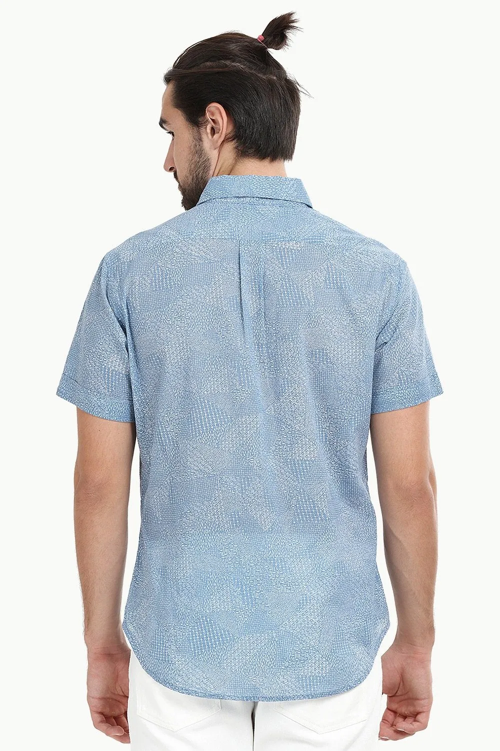 Men's Blue Bandana Print Shirt