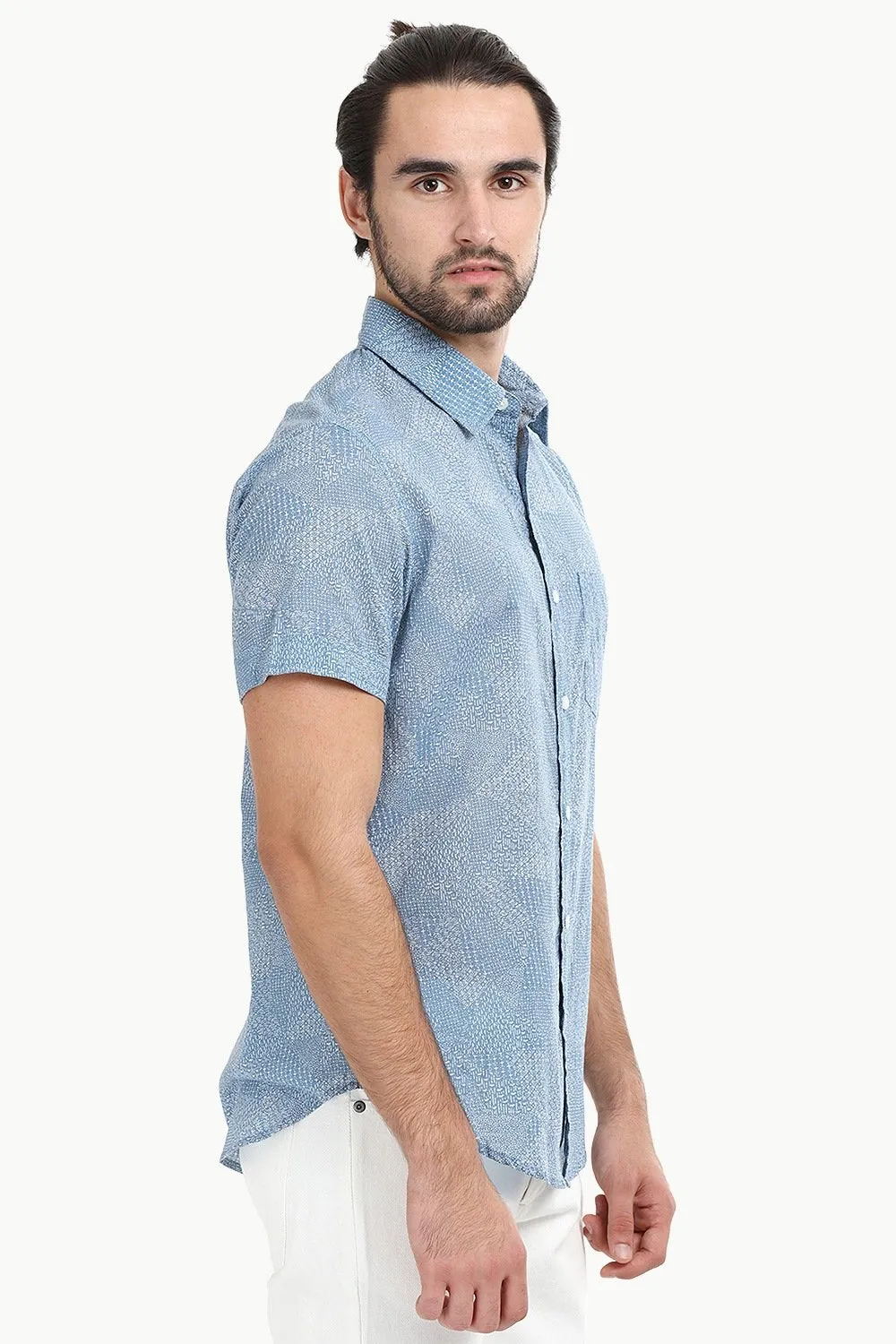 Men's Blue Bandana Print Shirt