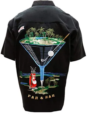 Mens Designer Par and Bar Tropical Style Embroidered Golf Shirt (up to 4XL)