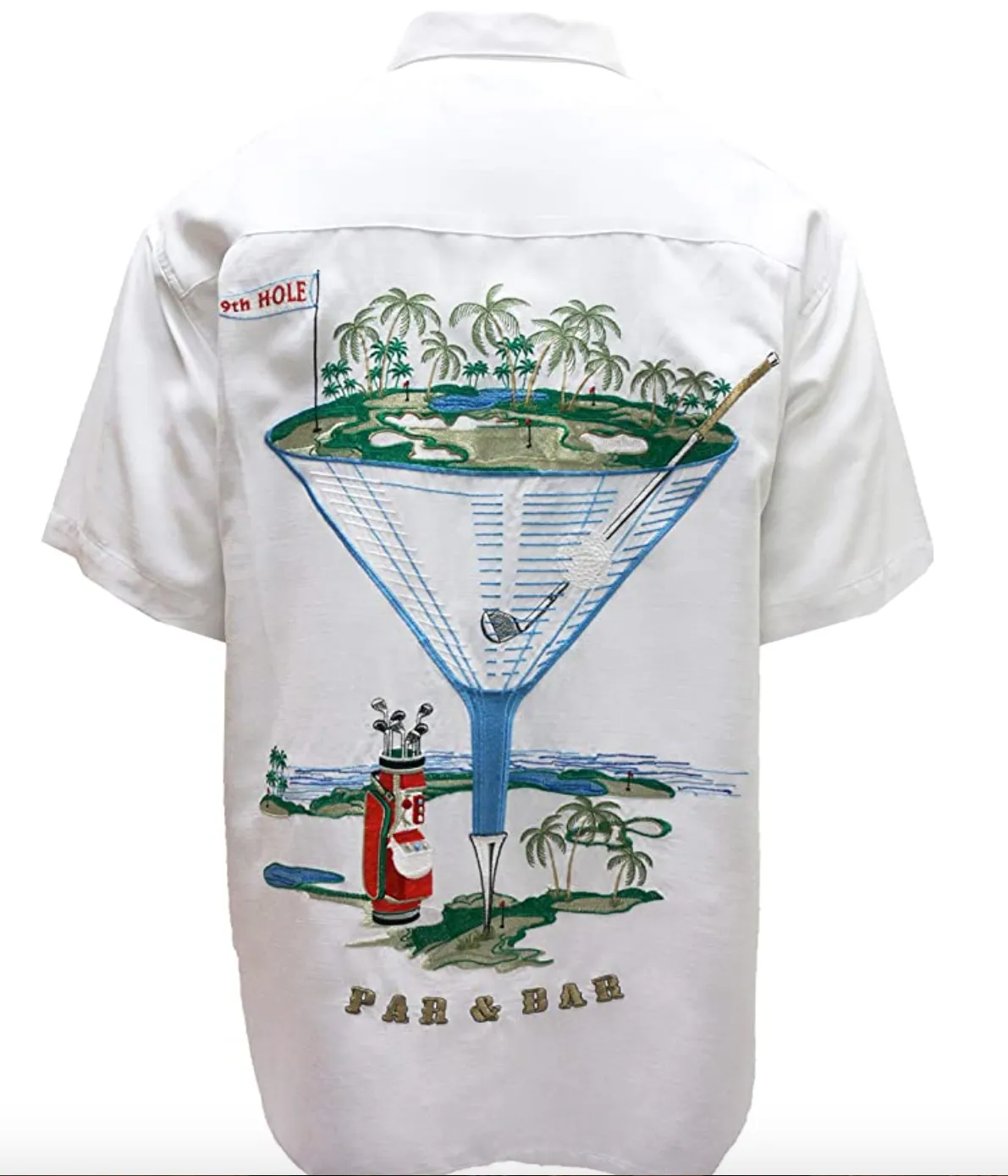 Mens Designer Par and Bar Tropical Style Embroidered Golf Shirt (up to 4XL)