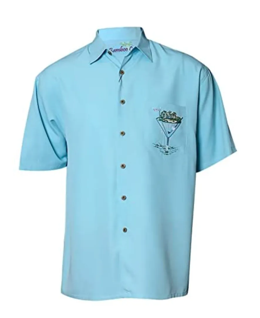 Mens Designer Par and Bar Tropical Style Embroidered Golf Shirt (up to 4XL)