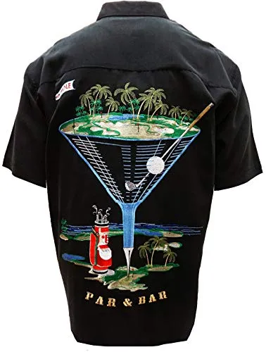 Mens Designer Par and Bar Tropical Style Embroidered Golf Shirt (up to 4XL)