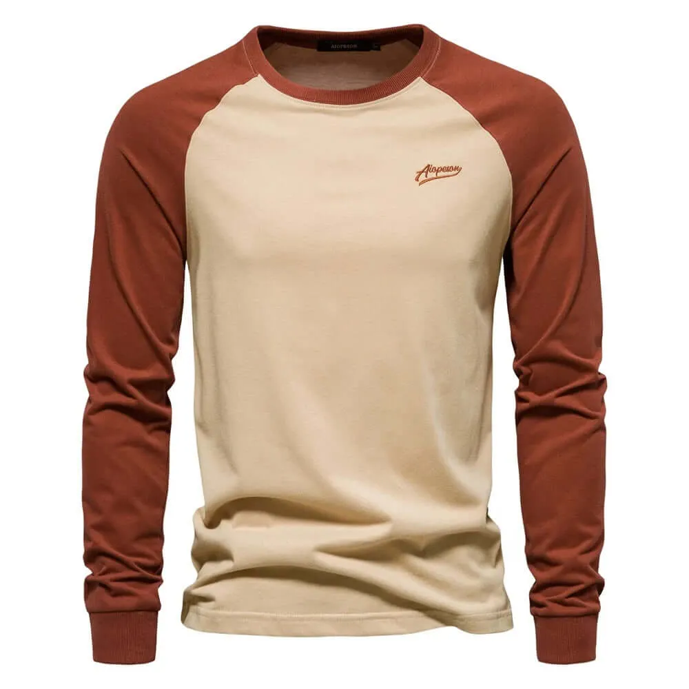 Men's Long Sleeve Patchwork Shirt: Casual Comfort