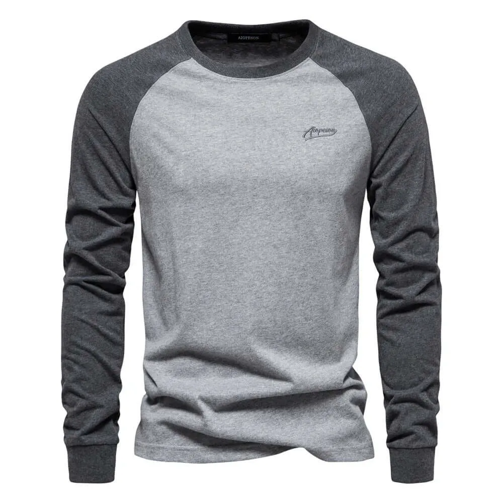 Men's Long Sleeve Patchwork Shirt: Casual Comfort