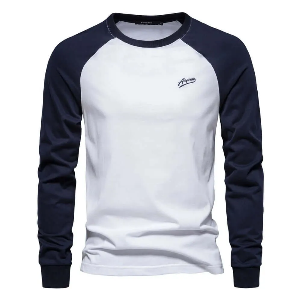 Men's Long Sleeve Patchwork Shirt: Casual Comfort