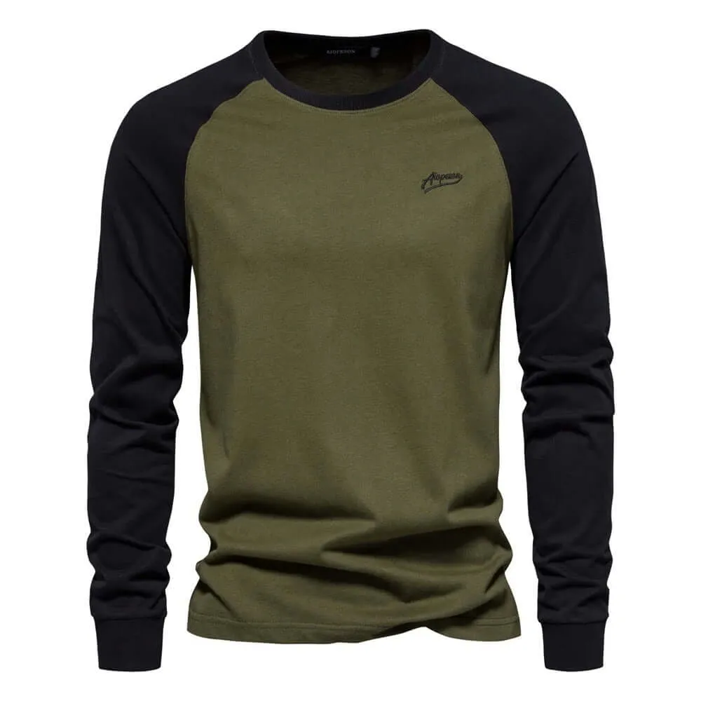 Men's Long Sleeve Patchwork Shirt: Casual Comfort