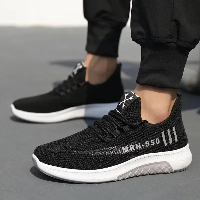 Men's Mesh Breathable Casual Sports Shoes Lightweight Four Seasonal Outdoor Running Sneakers with Soft Sole for Students