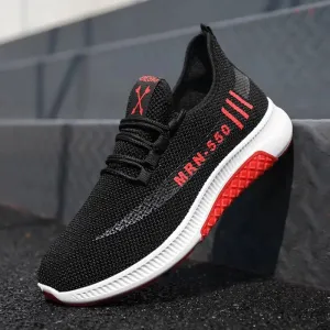 Men's Mesh Breathable Casual Sports Shoes Lightweight Four Seasonal Outdoor Running Sneakers with Soft Sole for Students