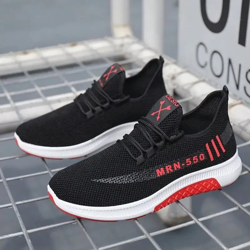 Men's Mesh Breathable Casual Sports Shoes Lightweight Four Seasonal Outdoor Running Sneakers with Soft Sole for Students