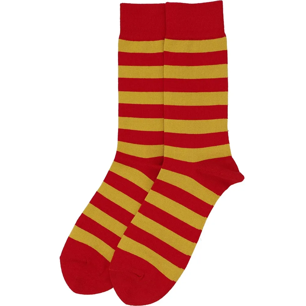 Men's Red and Gold Striped Socks