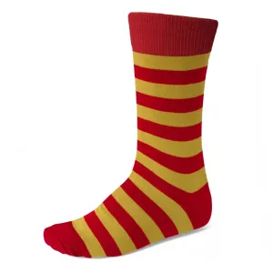 Men's Red and Gold Striped Socks