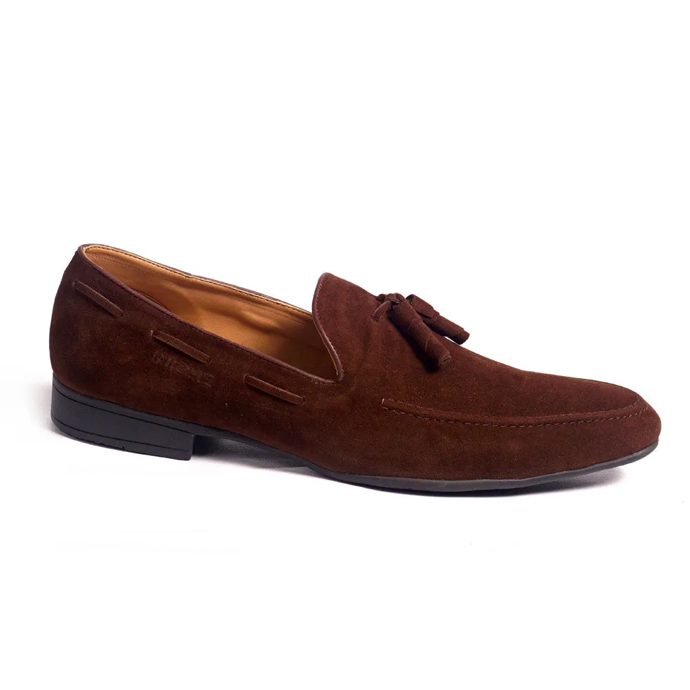 NICHE Brown Elegant Suede Tassel Loafer