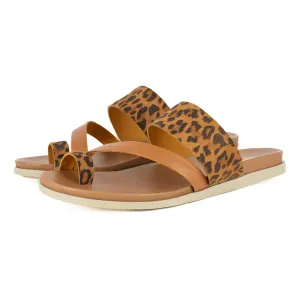 Ningizimu : Ladies Leather Sandal in Spotted Lisoto & Oak Cayak