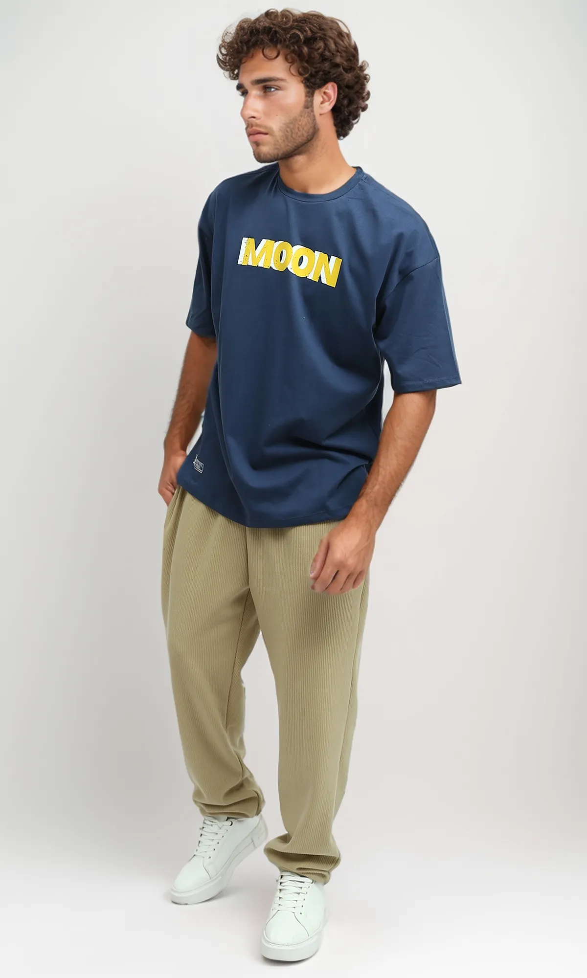 O182395 "Moon" Elbow Sleeves Jeans Blue Tee