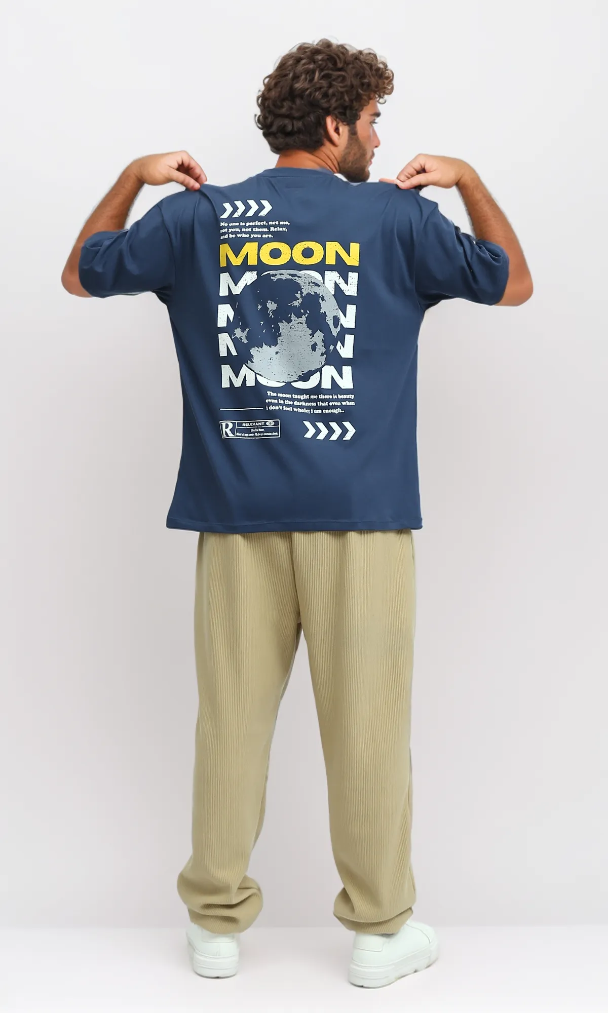 O182395 "Moon" Elbow Sleeves Jeans Blue Tee