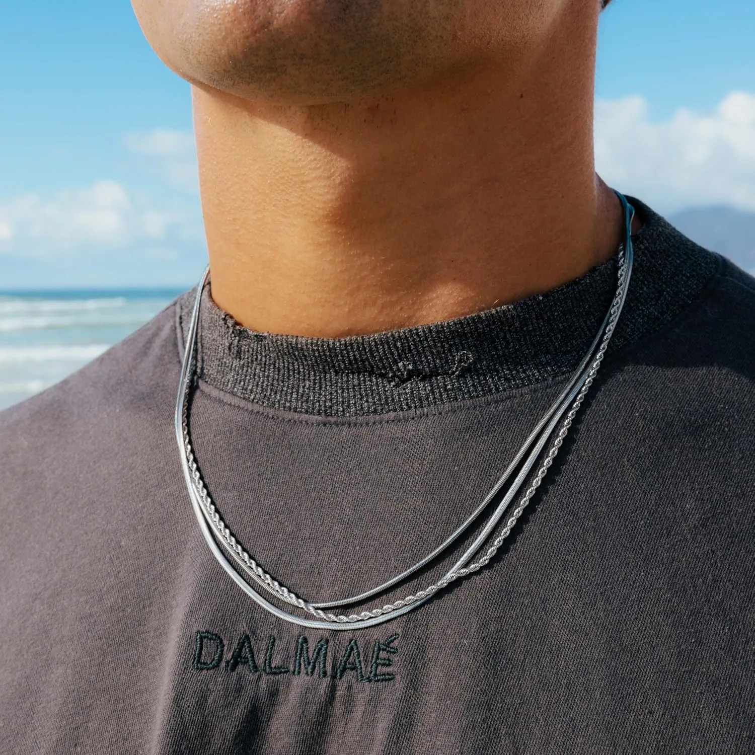 OCTO Necklace for Men Waterproof & Sweatproof Necklaces for Everyday Wear No Tarnish for Everyday
