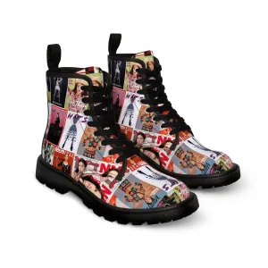 Olivia Rodrigo Magazine Cover Collage Pattern Women's Canvas Boots