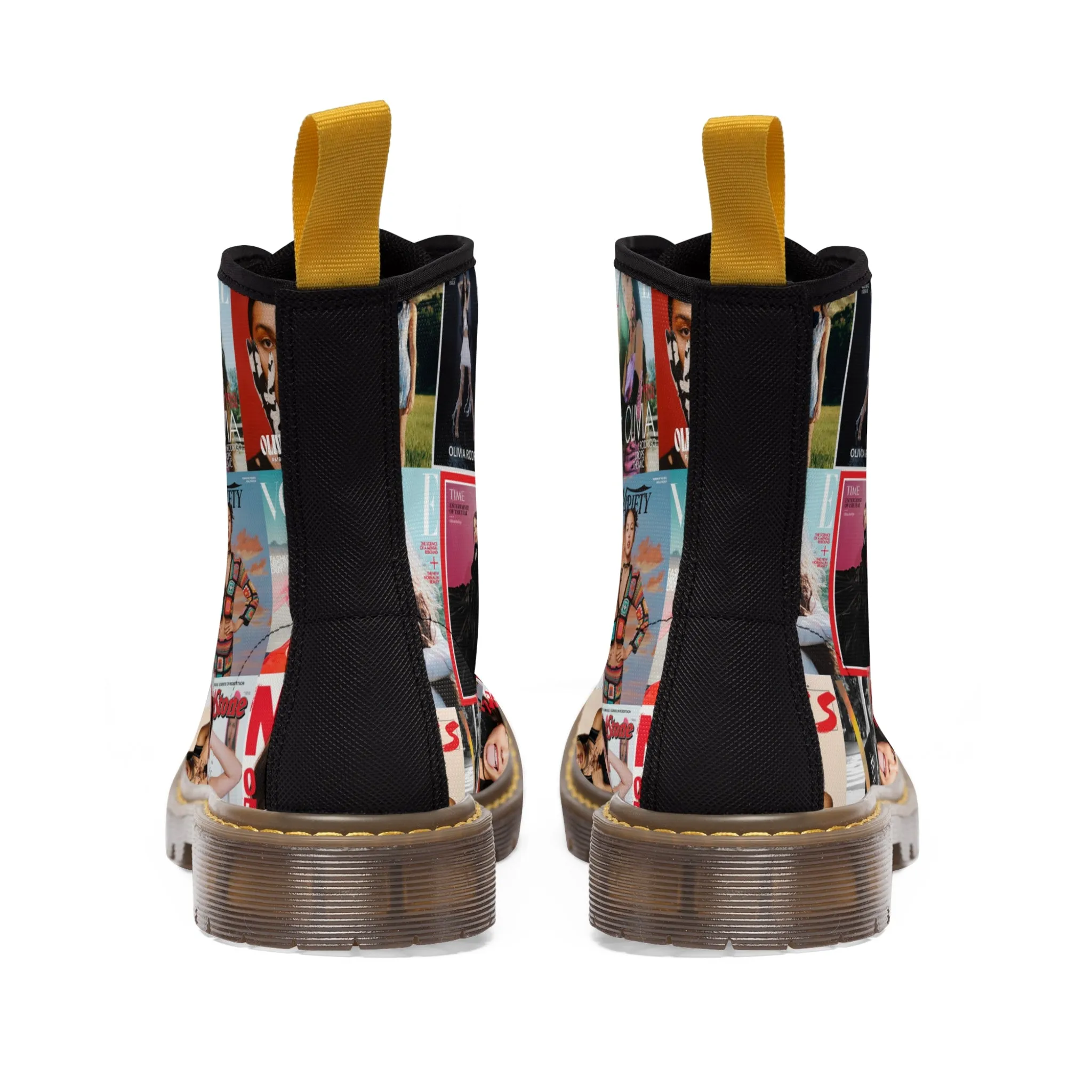 Olivia Rodrigo Magazine Cover Collage Pattern Women's Canvas Boots