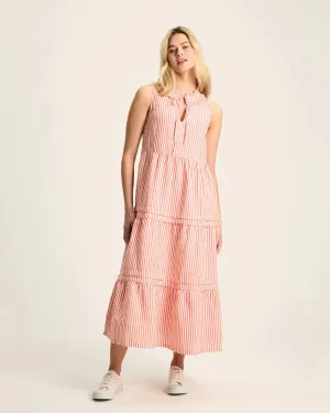 Ophelia Red & White Sleeveless Tiered Dress