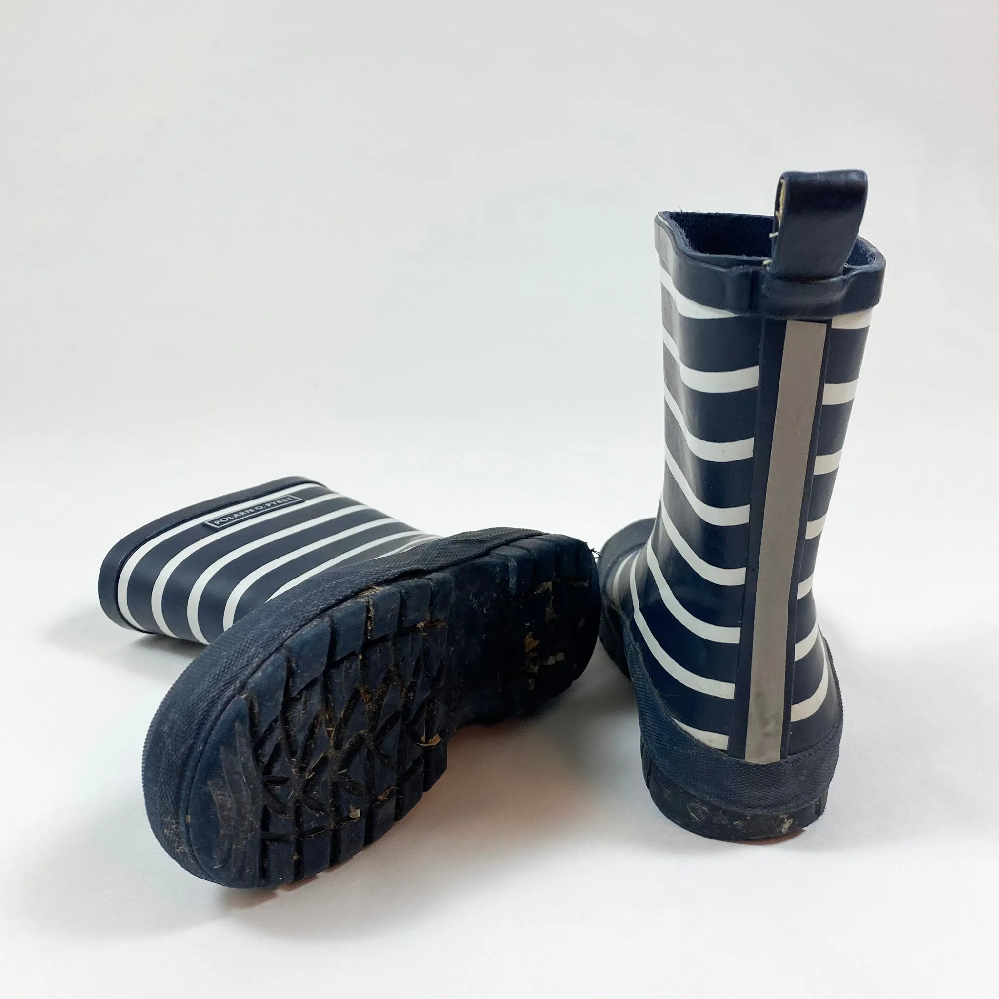 Polarn O. Pyret navy stripe sturdy rain boots 28