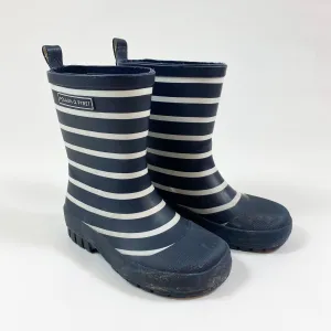 Polarn O. Pyret navy stripe sturdy rain boots 28