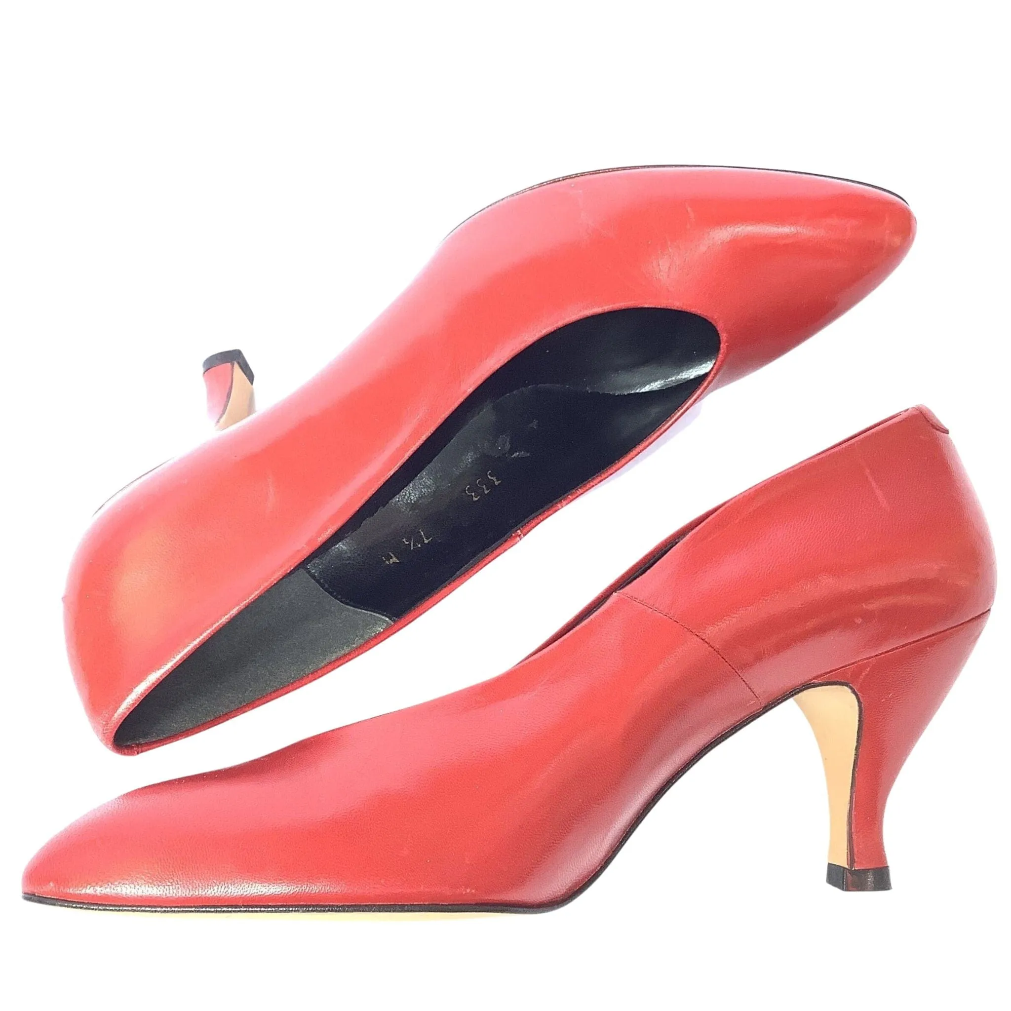 Red Leather Pump Shoes