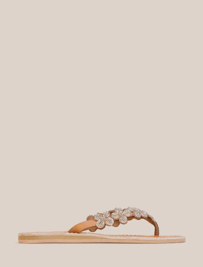 Reece Flat Leather Sandal Silver - Preorder - Ships 10 March 25