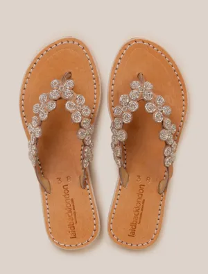 Reece Flat Leather Sandal Silver - Preorder - Ships 10 March 25